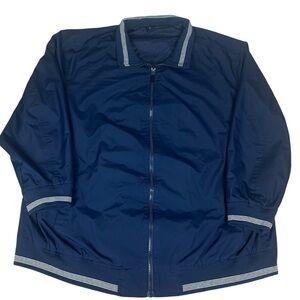 Shaquille‎ O’Neal Full Zip Nylon Bomber Jacket Mens Big Tall 3XL Navy Contrast